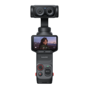 Insta360 Luna Ultra Cosmic Black — full camera, front view, transparent background