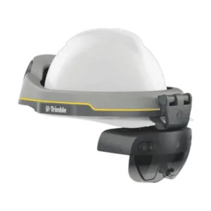 Trimble XR10 z HoloLens 2 — widok z profilu na hełmie ochronnym
