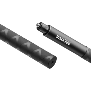 Close-up of the selfie stick's textured grip and thread