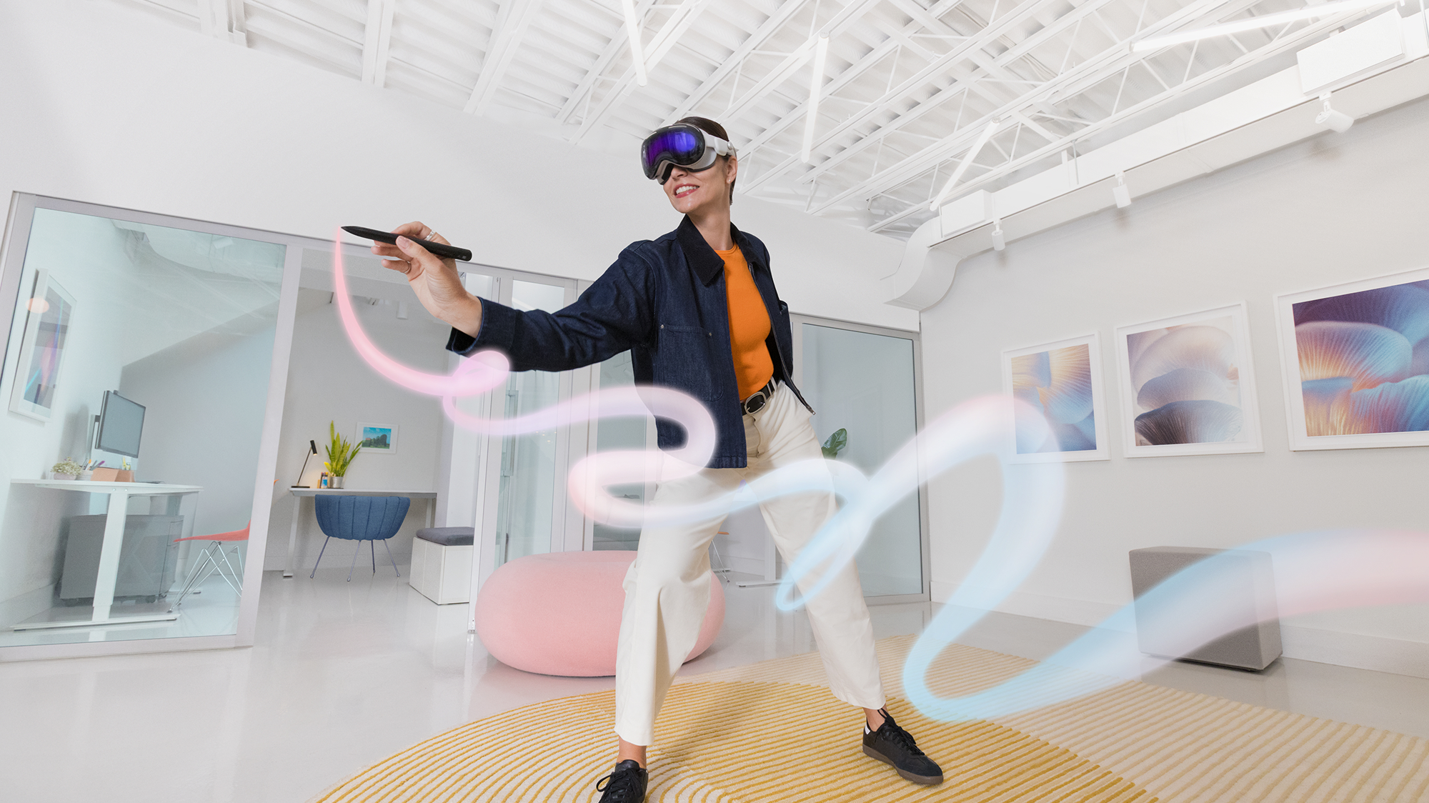 Example of Logitech Muse used with Apple Vision Pro; headset not included