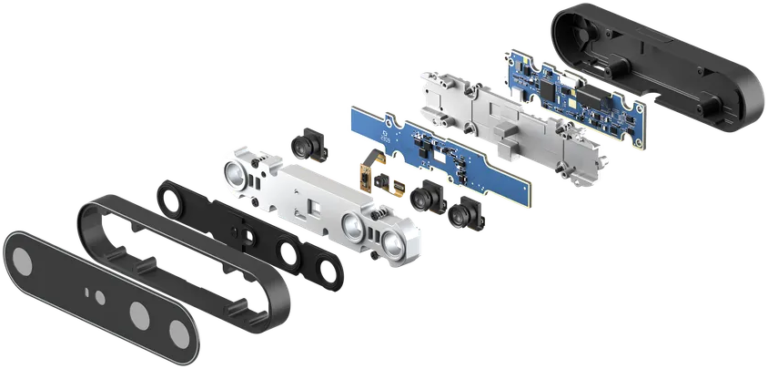Orbbec Gemini 2L Kamera Stereo, Orbbec Gemini 2L, kamera stereo, widok od tyłu z portami synchronizacji