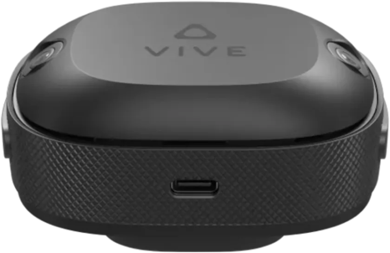 VIVE Ultimate Tracker, single tracker viewed from above on a white background