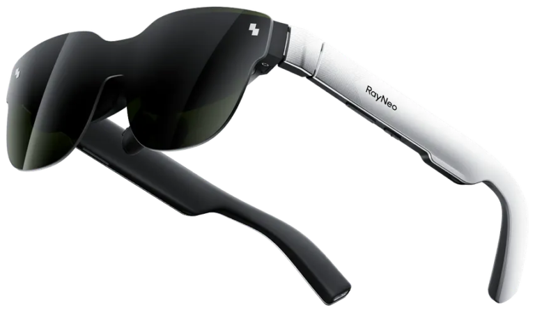 RayNeo Air 3S, RayNeo Air 3S, AR glasses, angled view on a white background