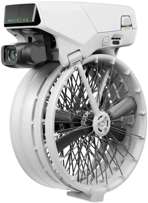 DJI Flip, DJI Flip, składany dron z kamerą, widok z boku, tło białe