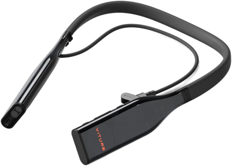 VITURE Pro Neckband laid flat, showing the VITURE logo